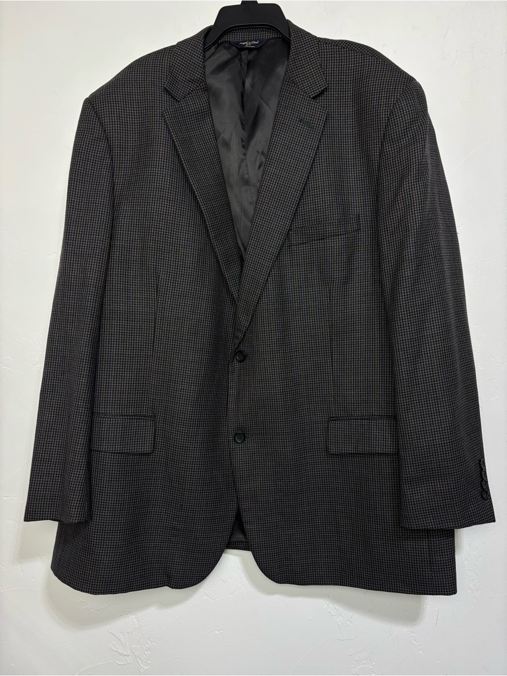 Joseph & Feiss Gold Men's Wool Tweed Houndstooth Suit Jacket Gray/Black 52 Long